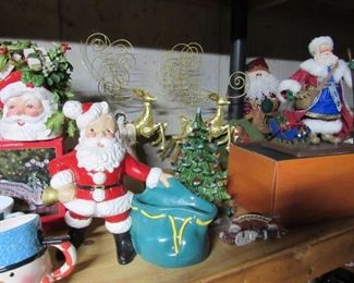 Vintage ceramic Christmas tree and ceramic Santa