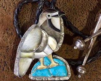 #84...See view of entire bolo including the leather and the silver tips on previous photo.