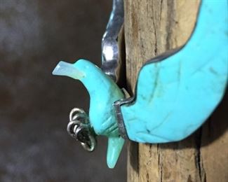 #100...Close-up of eagle pendant, mother-of-pearl beak detail