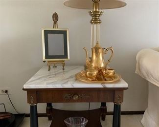 marble topped side table