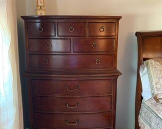 Better Homes and Gardens for Universal Furniture--bedroom set, king sized bed, sleigh bed, night stand, highboy dresser, lowboy dresser, mirror