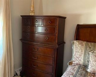 Better Homes and Gardens for Universal Furniture--bedroom set, king sized bed, sleigh bed, night stand, highboy dresser, lowboy dresser, mirror