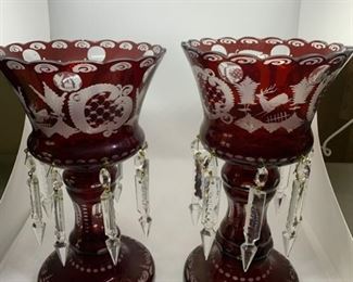 red bohemian glass lusters