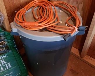 Outdoor Miscellaneous including trashcan Mulch & Extension Cords