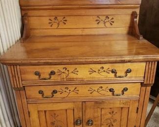 Antique 2 drawer with cupboard wash stand on wheels RARE! In great condition