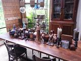 Solid Antique Table, Antique hutch. Misc African items