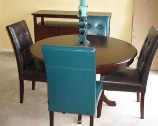 $175.00, Pier One Dining table 47" across plus one leaf, & 4 chairs, excellent condition