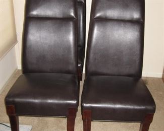 $80.00, 4 Brown Naugahyde dining room chairs, seat height  20"