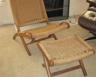 $475.00, MCM, Hans Wegner Folding Chair & Ottoman vg conidition