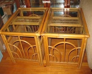 $40.00, Pair of rattan end tables