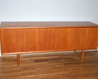 Beautiful Danish marked buffet - HP Hansen? Tamboured doors, 80" W x 19" D x 31" H