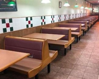 Row of Tables and Booths
13 tables and matching booths (double with single booths on ends)