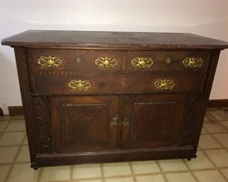 Late 19c oak cupboard with Tennessee marble top