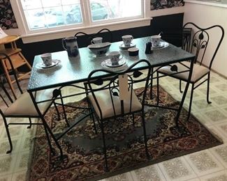5 Piece Mid 20c Salterini wrought iron  dining table and chairs