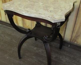 Mahogany Marble Top Lamp Table