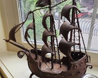Handmade Cast Iron Boat Model