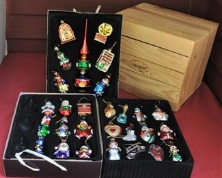 Thomas P trunk of collectible ornaments. All figural. $35.00