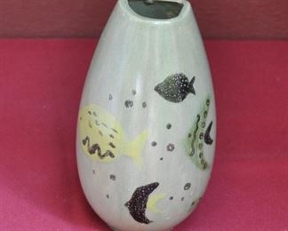 Fishy vase. Sage green background. $18.00