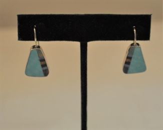 David Aguilar earrings, sterling and turquoise with lapis etc.. pr $24.00