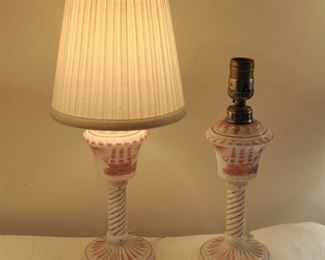 Italian oil lamps made into pretty lamps! $45.00