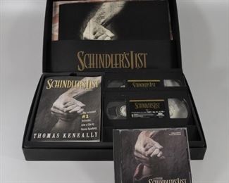 Schindler's List Collector's set with sound track CD, two VHS tapes, book, and pciture album:  $10