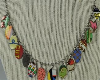 Hand made necklace made from pieces of vintage tins. Made in 1990's - unworn. $30