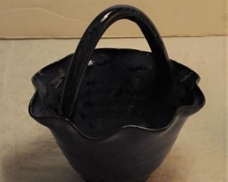 purple basket pottery, 5" signed $16.00 (picture is dark, purple is more like a medium iris color).