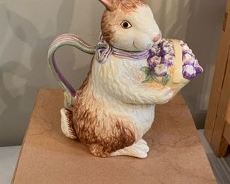 Longaberger Ceramic Rabbit Teapot 