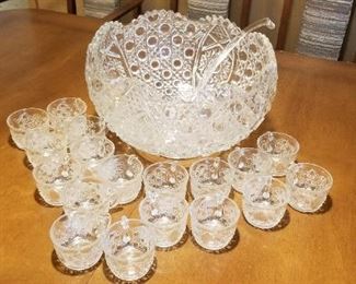 Smith Glass 'Daisy & Button' Punch Bowl Set