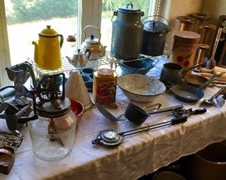 Vintage & Antique Graniteware, Glass bottom Churn, and more.