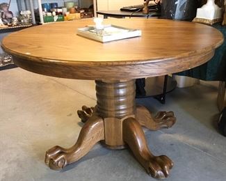 48" Claw footed Vintage Solid Oak Table.