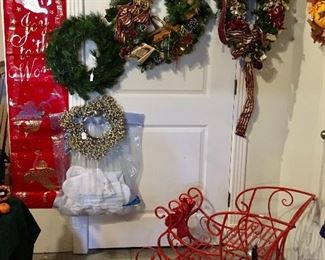 Christmas + Red Metal Sleigh.