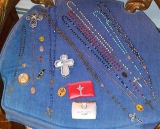 Many Christian religious items.