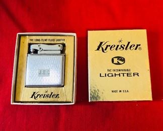 Vintage Kreisler silver tone engraved lighter