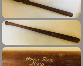 Vintage billy stick and home run king wooden bat