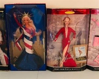 Elvis, Statue of Liberty, Marilyn Monroe Barbie dolls