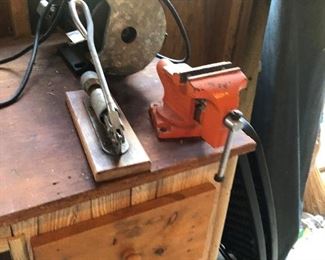 Vice, nut cracker and grinder.  Grinder runs but needs some work