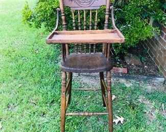 Antique Oak pressed back high chair