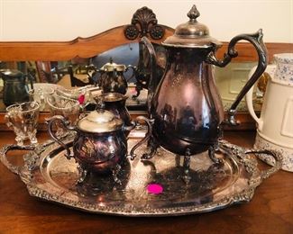 Sheridan silver on copper tea set