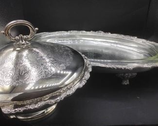Silver Platter and Lidded Dish