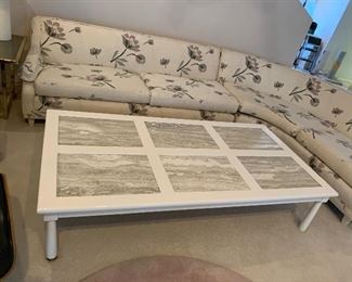 white lacquer marble top coffee table $500
