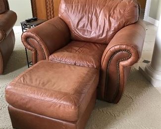 *PRESALE ITEM - Plunkett leather chair & ottoman.  $350