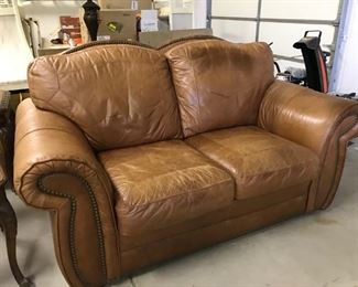 *PRESALE ITEM - Plunkett leather loveseat.  $299