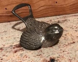 Antique silver bird bottle opener