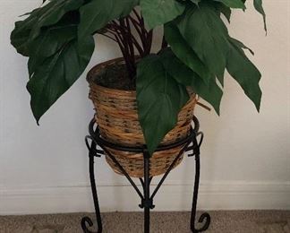 Faux Plant in Metal Stand