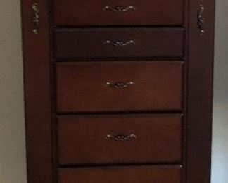 Jewelry Box w Lift up Top, Mirror, Side Storage and Drawers