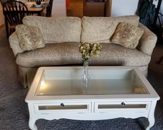 Thomasville sofa / shadow box table
