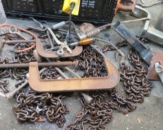 HEAVY DUTY CHAIN AND CLAMPS.