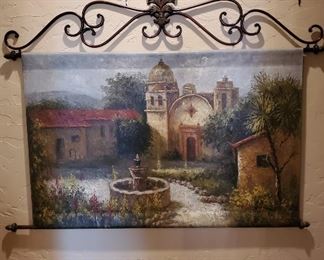 several tapestry wall hangings 