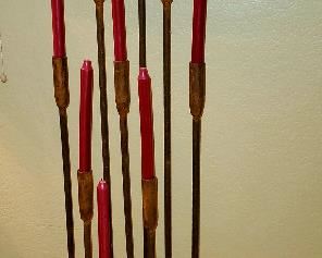 UNIQUE  LARGE iron candle holder.
4' -5' ft. tall

